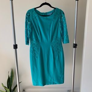 Antonio Melani Teal Dress w/ Lace Detail
